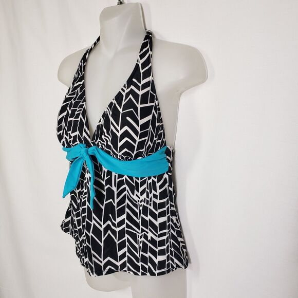 a.n.a. A New Approach Womens Tankini Sz 8 Padded Swim Tank Top Halter Front Tie - Picture 5 of 10